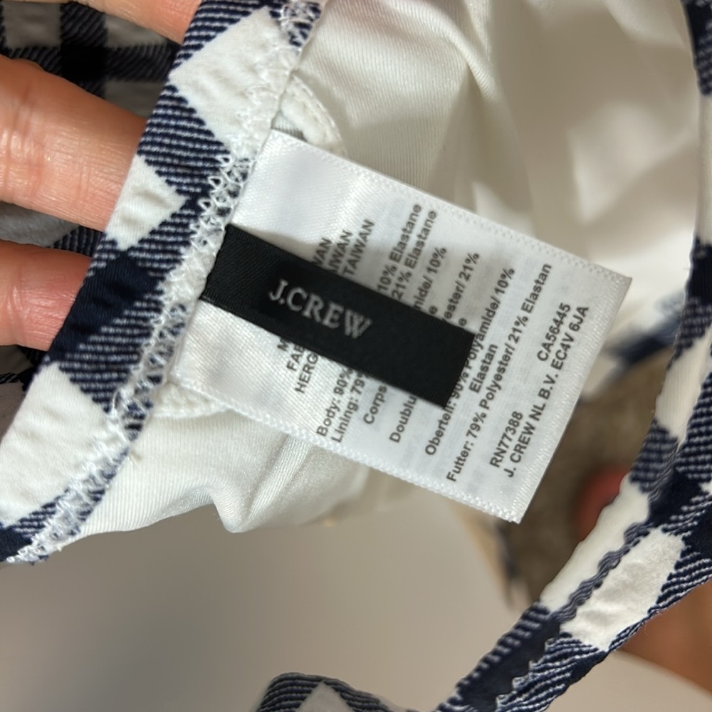 J. Crew Navy and White Checkered Swimsuit 8 Padded One Piece - Picture 2 of 5